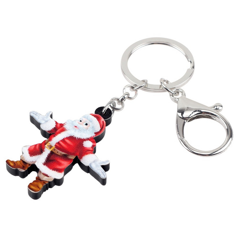 Bonsny Acrilic Crăciun Moș Crăciun Brelocuri Brelocuri Inele Decorare Cadou Bijuterii Pentru Femei Fete Geanta Poșeta Mașină Brelocuri 2018