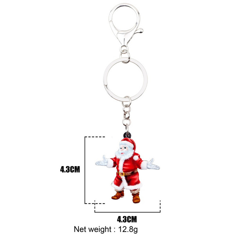 Bonsny Acrilic Crăciun Moș Crăciun Brelocuri Brelocuri Inele Decorare Cadou Bijuterii Pentru Femei Fete Geanta Poșeta Mașină Brelocuri 2018