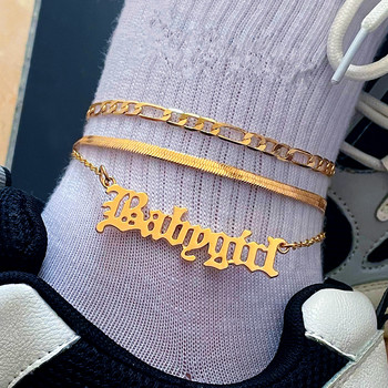 Пънк златист цвят Crystal Cross Glezens Гривна за жени Проста метална връзка верига Anklet Летни плажни сандали на крака Крак Бижута