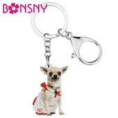 Bonsny Acrilic Dulce Chihuahua Câine Breloc Breloc Drăguț Animal Animal de companie Breloc Bijuterii pentru Femei Copii Adolescenți Breloc cadou noutate