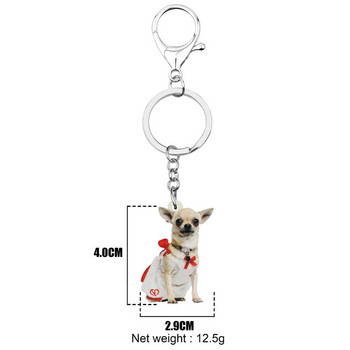 Bonsny Acrylic Sweet Chihuahua Μπρελόκ για σκύλους Μπρελόκ Χαριτωμένο κατοικίδιο ζώο Κόσμημα με μπρελόκ για γυναίκες Παιδιά Έφηβοι Νεωτερισμός Γούρια δώρου