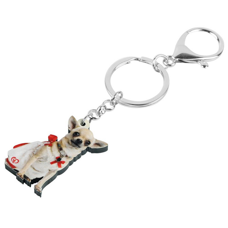Bonsny Acrilic Dulce Chihuahua Câine Breloc Breloc Drăguț Animal Animal de companie Breloc Bijuterii pentru Femei Copii Adolescenți Breloc cadou noutate