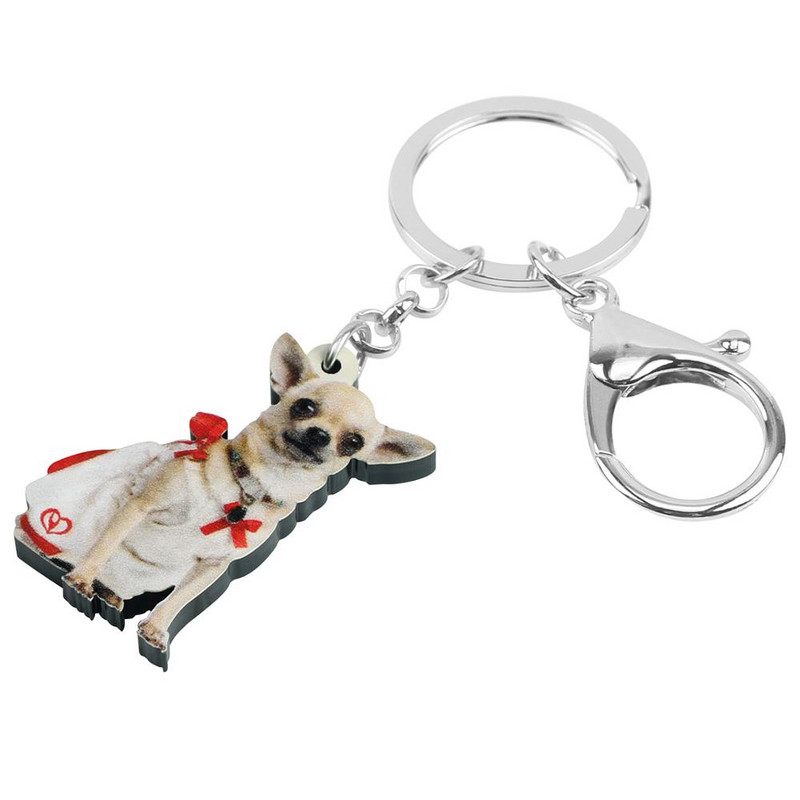 Bonsny Acrilic Dulce Chihuahua Câine Breloc Breloc Drăguț Animal Animal de companie Breloc Bijuterii pentru Femei Copii Adolescenți Breloc cadou noutate
