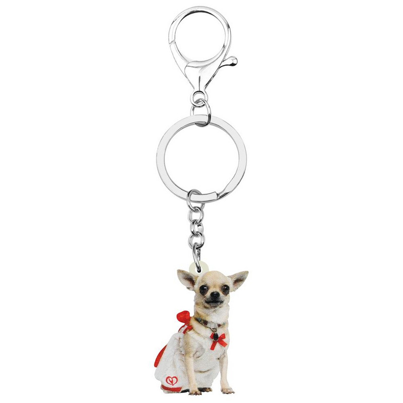 Bonsny Acrilic Dulce Chihuahua Câine Breloc Breloc Drăguț Animal Animal de companie Breloc Bijuterii pentru Femei Copii Adolescenți Breloc cadou noutate