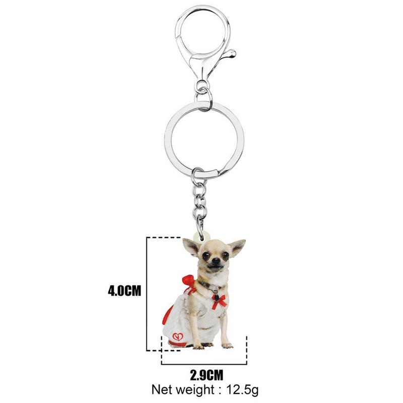 Bonsny Acrilic Dulce Chihuahua Câine Breloc Breloc Drăguț Animal Animal de companie Breloc Bijuterii pentru Femei Copii Adolescenți Breloc cadou noutate