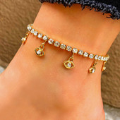 Bling Rhinestone Evil Eyes medál bokalánc karkötő nőknek Strand mezítlábas kristály tenisz lánc bokalánc divat láb ékszerek