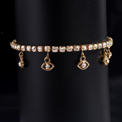 Bling Rhinestone Evil Eyes medál bokalánc karkötő nőknek Strand mezítlábas kristály tenisz lánc bokalánc divat láb ékszerek