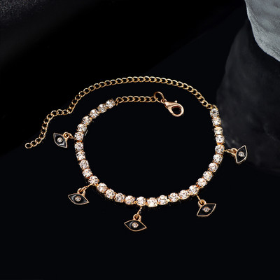 Bling Rhinestone Evil Eyes medál bokalánc karkötő nőknek Strand mezítlábas kristály tenisz lánc bokalánc divat láb ékszerek