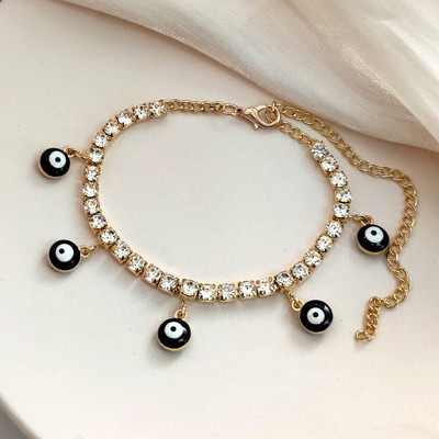 Bling Rhinestone Evil Eyes medál bokalánc karkötő nőknek Strand mezítlábas kristály tenisz lánc bokalánc divat láb ékszerek