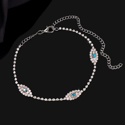 Bling Rhinestone Evil Eyes medál bokalánc karkötő nőknek Strand mezítlábas kristály tenisz lánc bokalánc divat láb ékszerek
