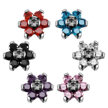 НОВО 1PC G23 Титаниево цвете Crystal Gems Micro Dermal Anchor Top Dermal Skinner Diver Hide in Surface Пиърсинг Модни бижута