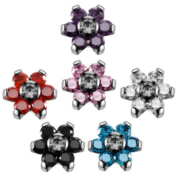 НОВО 1PC G23 Титаниево цвете Crystal Gems Micro Dermal Anchor Top Dermal Skinner Diver Hide in Surface Пиърсинг Модни бижута