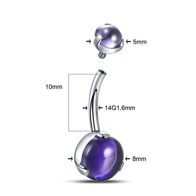 1PC G23 Titanium Prong Zircon Curbat Barbell Inele pentru burtică 14G Inele pentru buton pentru buric Filet intern Piercing pentru burtă Sexy Femei Fete