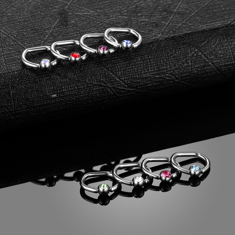 1 db Titanium Gem Ear Septum Helix piercingek Orrkarika gyűrű CBR Daith Conch Rook Piercingek Tragus Septum Mellbimbó Piercingek Ékszerek