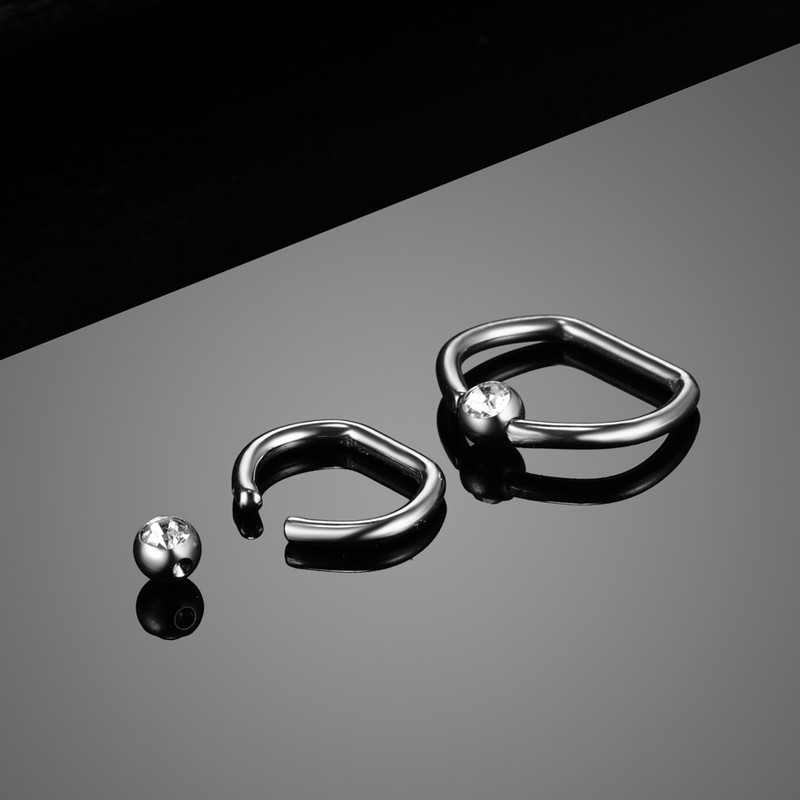 1 db Titanium Gem Ear Septum Helix piercingek Orrkarika gyűrű CBR Daith Conch Rook Piercingek Tragus Septum Mellbimbó Piercingek Ékszerek