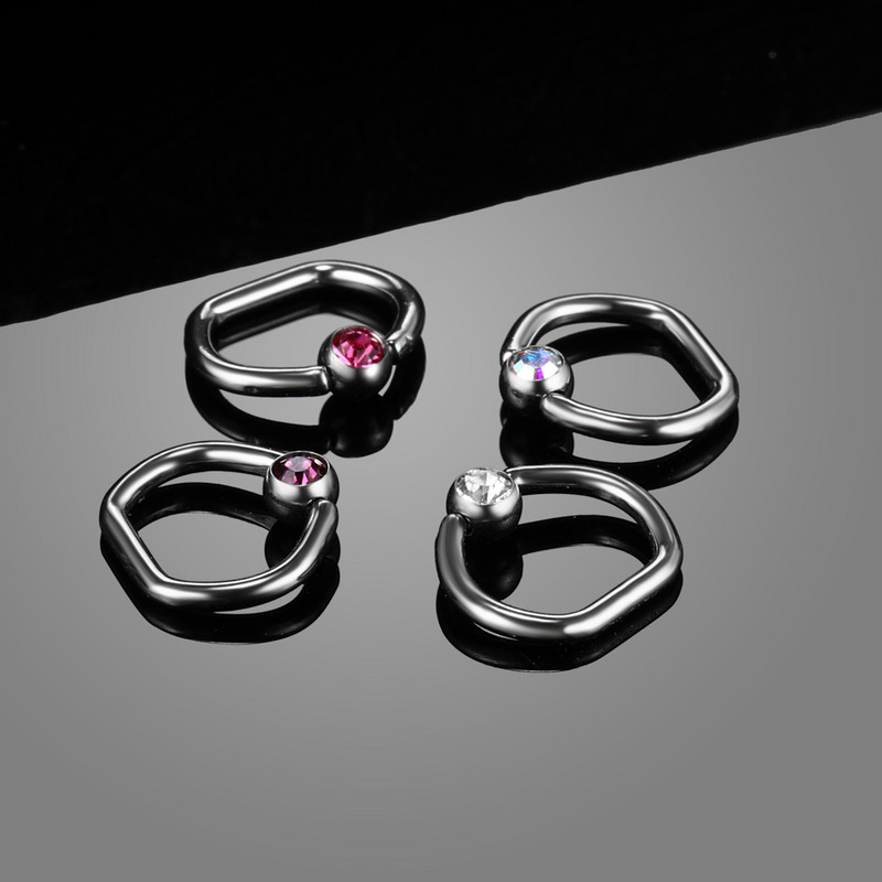 1 db Titanium Gem Ear Septum Helix piercingek Orrkarika gyűrű CBR Daith Conch Rook Piercingek Tragus Septum Mellbimbó Piercingek Ékszerek