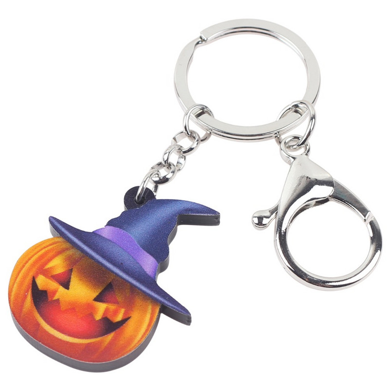 Bonsny Acrilic Halloween Pălărie Nebună Dovleac Breloc Breloc Bijuterii Noutăți Pentru Femei Fete Doamne Brelocuri Poșete Cadou Adolescenți