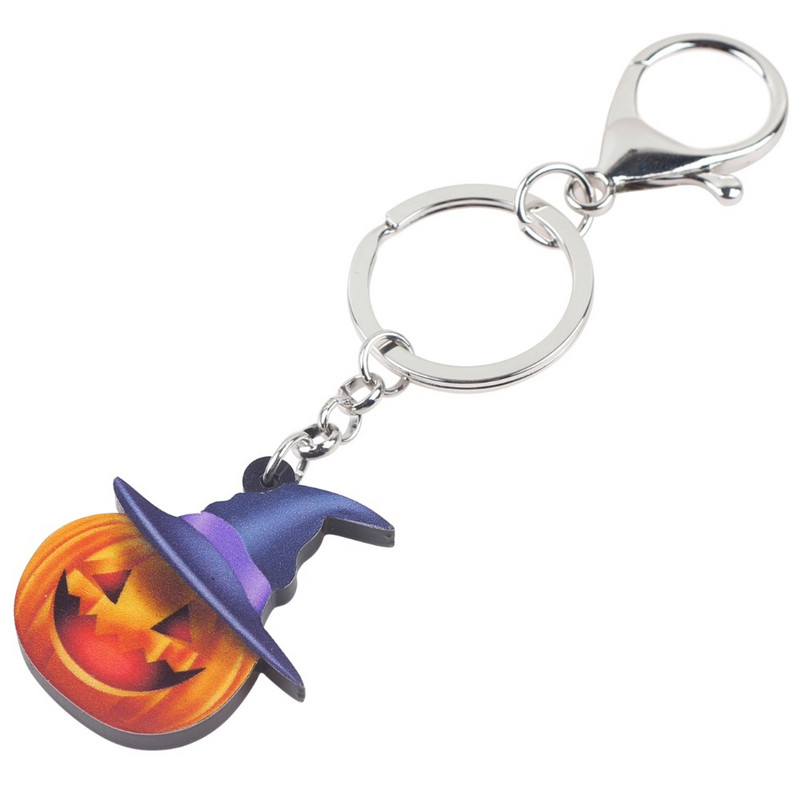 Bonsny Acrilic Halloween Pălărie Nebună Dovleac Breloc Breloc Bijuterii Noutăți Pentru Femei Fete Doamne Brelocuri Poșete Cadou Adolescenți