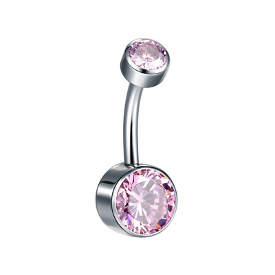 1PC Титаниева двойна опалова топка Пиърсинг на пъпа 14G CZ безел Пиърсинг на пъпа Пръстени за корема с вътрешна резба Секси дамски бижута