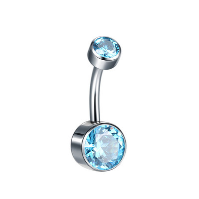 1PC Титаниева двойна опалова топка Пиърсинг на пъпа 14G CZ безел Пиърсинг на пъпа Пръстени за корема с вътрешна резба Секси дамски бижута