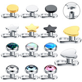 1PC titan mixt stea inimă rotundă CZ bijuterie stil ancoră dermică top și bază piercing piele scafandru piercing suprafață bijuterii fete sexy