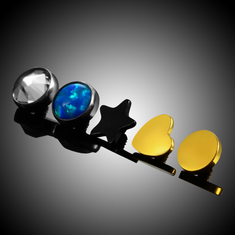 1PC titan mixt stea inimă rotundă CZ bijuterie stil ancoră dermică top și bază piercing piele scafandru piercing suprafață bijuterii fete sexy