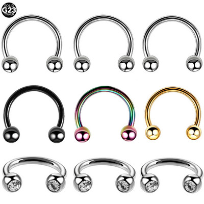 10PCS G23 Titanium potkova prsten za piercing kristalno uho tragus hrskavica obrva usna prsten nosna pregrada obruč prstenje nakit za piercing