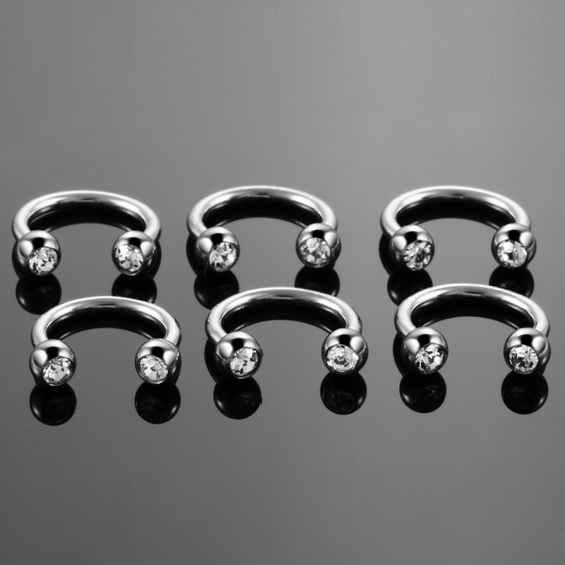 10 DB G23 titán patkógyűrű piercing kristály fül Tragus porc szemöldök ajakgyűrű orr szeptum karika gyűrűk piercing ékszer