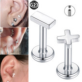 1PC Титанов кръст Labret пръстен за устни Nariz Stud Pircing вътрешна резба Conch обеца хрущял Helix Oreja пиърсинг бижута 16G