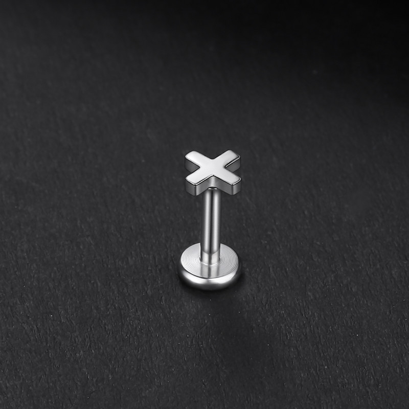 1PC Титанов кръст Labret пръстен за устни Nariz Stud Pircing вътрешна резба Conch обеца хрущял Helix Oreja пиърсинг бижута 16G