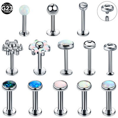 1PC titāna iekšējais pavediens dārgakmens lūpu gredzens pīrsings Labret Helix Tragus Opal Orelha skrimšļa pīrsings ausu kniedes pīrsingi rotaslietas