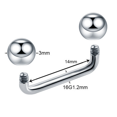 1PC Titan 16G 14G Filet extern și intern Bar de suprafață Barbell industrial CZ Micro Dermal Ancore Piercing inel Bijuterii sexy