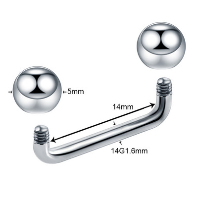 1PC Titan 16G 14G Filet extern și intern Bar de suprafață Barbell industrial CZ Micro Dermal Ancore Piercing inel Bijuterii sexy