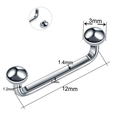 1PC Titan 16G 14G Filet extern și intern Bar de suprafață Barbell industrial CZ Micro Dermal Ancore Piercing inel Bijuterii sexy