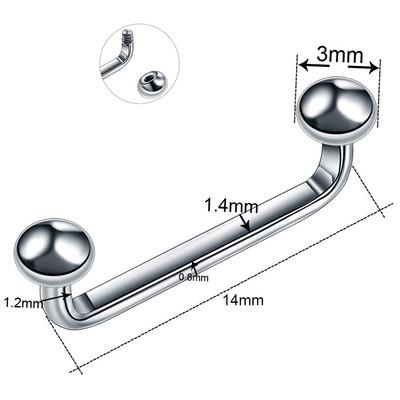 1PC Titan 16G 14G Filet extern și intern Bar de suprafață Barbell industrial CZ Micro Dermal Ancore Piercing inel Bijuterii sexy