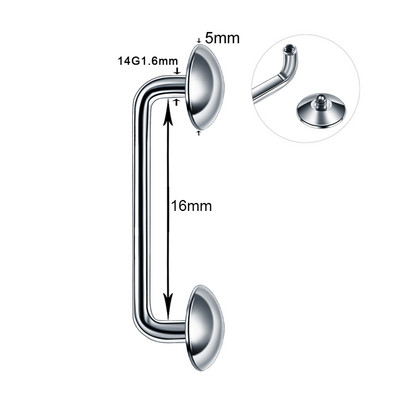 1PC Titan 16G 14G Filet extern și intern Bar de suprafață Barbell industrial CZ Micro Dermal Ancore Piercing inel Bijuterii sexy