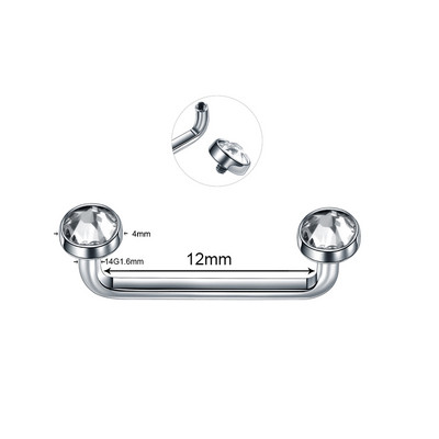 1PC Titan 16G 14G Filet extern și intern Bar de suprafață Barbell industrial CZ Micro Dermal Ancore Piercing inel Bijuterii sexy