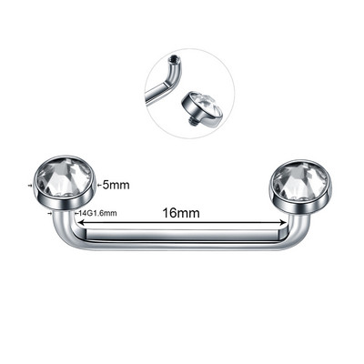 1PC Titan 16G 14G Filet extern și intern Bar de suprafață Barbell industrial CZ Micro Dermal Ancore Piercing inel Bijuterii sexy