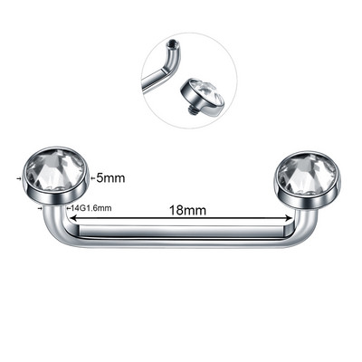 1PC Titan 16G 14G Filet extern și intern Bar de suprafață Barbell industrial CZ Micro Dermal Ancore Piercing inel Bijuterii sexy