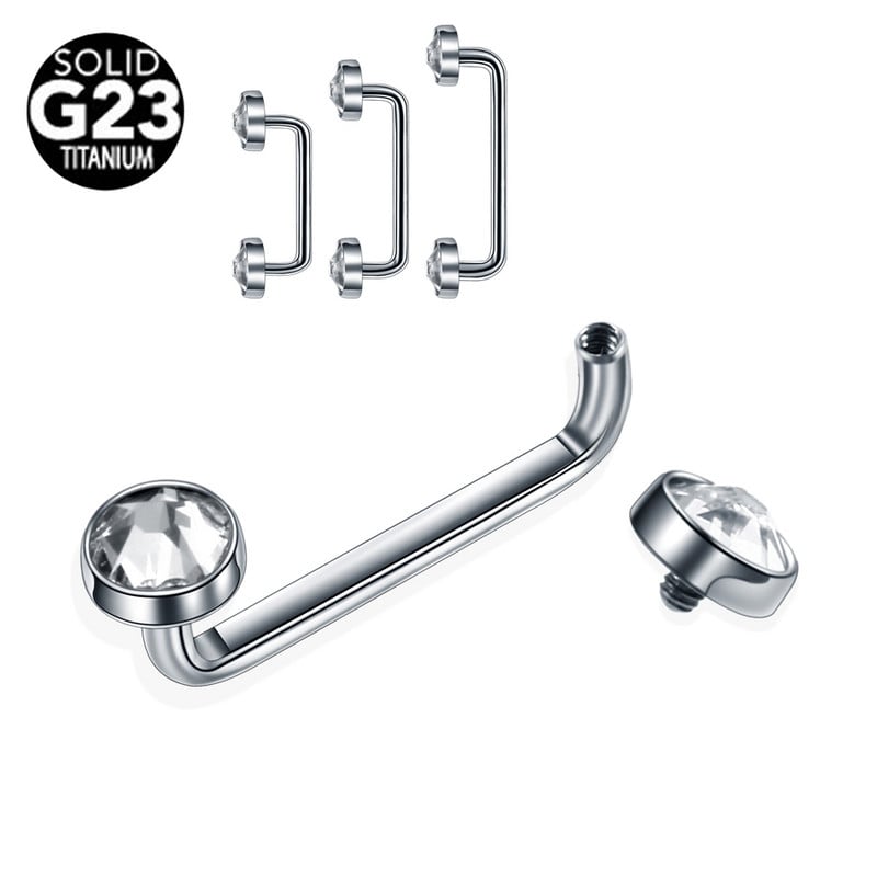 1PC Titan 16G 14G Filet extern și intern Bar de suprafață Barbell industrial CZ Micro Dermal Ancore Piercing inel Bijuterii sexy