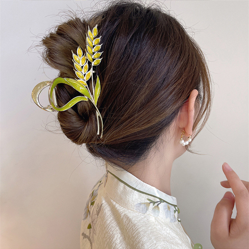 2022, moda coreeană, gheare de păr, aur, grâu, agrafe de păr din aliaj elegante, agrafe, accesorii pentru păr pentru femei, fete