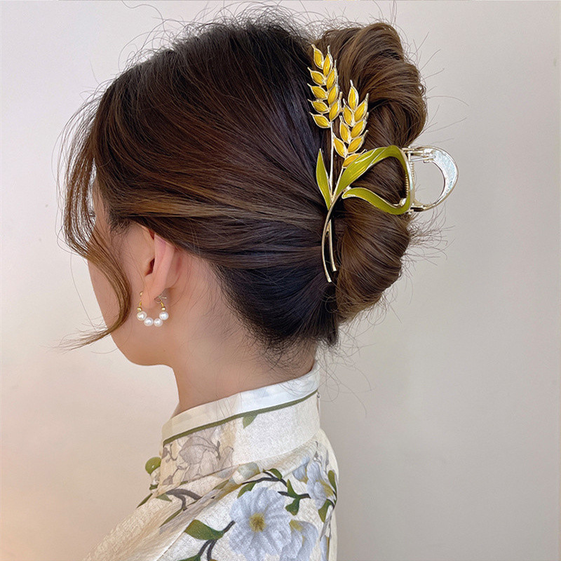 2022, moda coreeană, gheare de păr, aur, grâu, agrafe de păr din aliaj elegante, agrafe, accesorii pentru păr pentru femei, fete