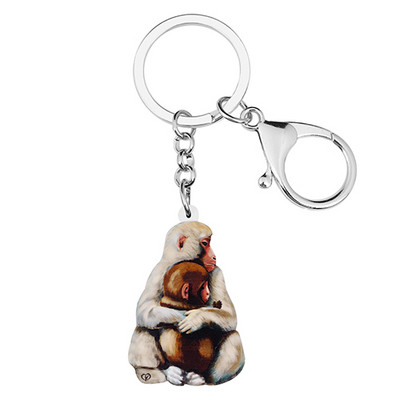 BONSNY Ziua Mamei acrilic drăguț macac maimuță breloc inel modă noutate breloc breloc cadou bijuterii pentru femei fete