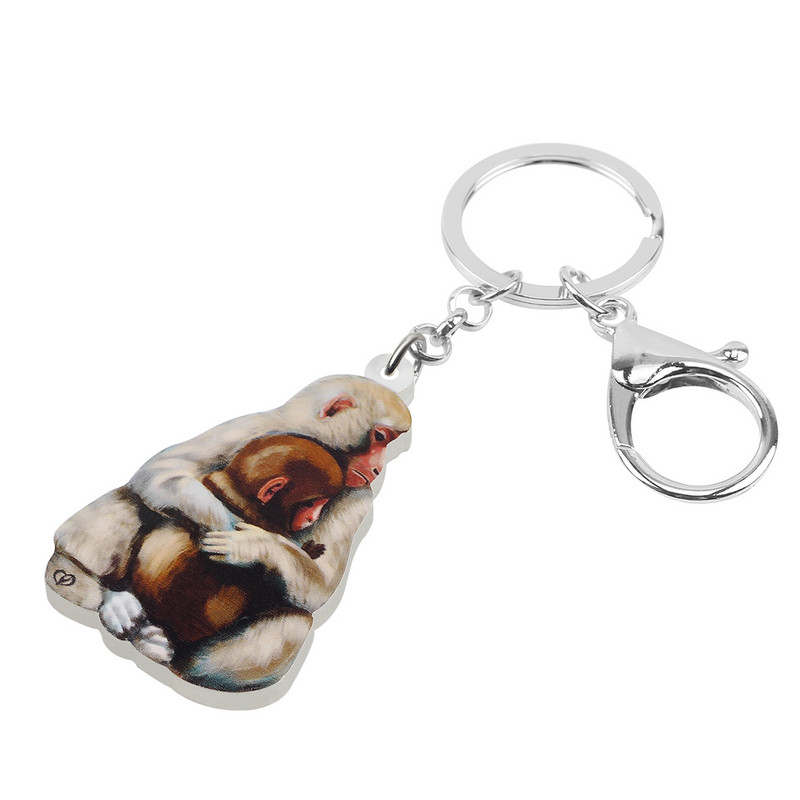 BONSNY Ziua Mamei acrilic drăguț macac maimuță breloc inel modă noutate breloc breloc cadou bijuterii pentru femei fete