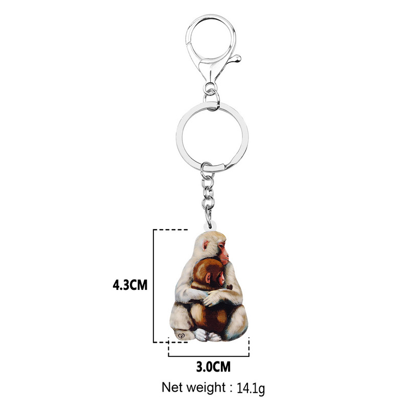 BONSNY Ziua Mamei acrilic drăguț macac maimuță breloc inel modă noutate breloc breloc cadou bijuterii pentru femei fete