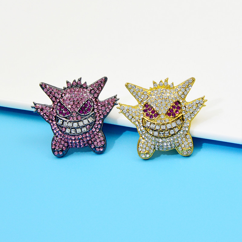 CINDY XIANG Broșă cu strass Rock Devil Femei și bărbați Pin 2 culori disponibile Accesorii pentru haine de înaltă calitate