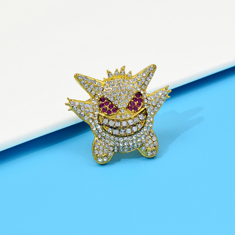 CINDY XIANG Broșă cu strass Rock Devil Femei și bărbați Pin 2 culori disponibile Accesorii pentru haine de înaltă calitate