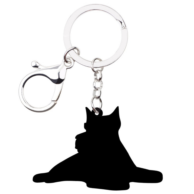 Bonsny Acrilic Desene Animat Schnauzer Terrier Câine Breloc Breloc Inel Bijuterii Animale Pentru Femei Fete Geanta Poșeta Mașină Brelocuri Bijoux