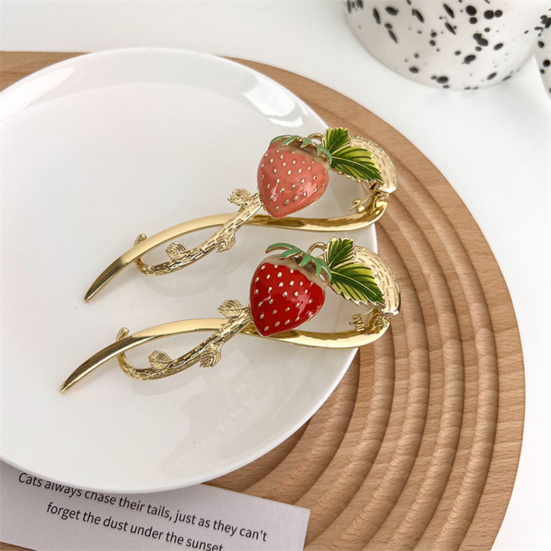 2022 de vară drăguț căpșuni agrafe de păr fetiță dulce un cuvânt clemă elegantă gheare de păr din metal accesorii de păr femei