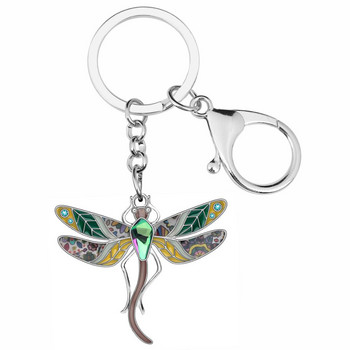 Bonsny κράμα σμάλτου στρας Floral Dragonfly Μπρελόκ Δαχτυλίδι Διακόσμηση τσάντας τσάντας αυτοκινήτου Μπρελόκ για γυναίκες κορίτσι Teen Charm Δώρο